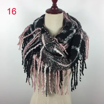 2017 нов дизайн на дамска мода зима топло контур прежда шал четката мек шал снуд шалове тайна безкрайност