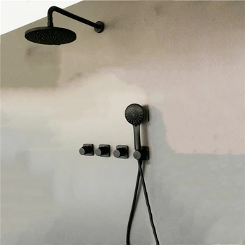 Месинг водопад вана кран баня с душ смесители набор от черен кран стенен за вана кран за топла и студена вода смесител клапан