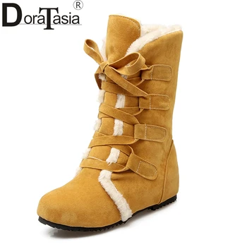 DORATASIA 2019 голям е размерът на 30-52 индивидуални дамски зимни обувки удобни зимни ботуши обувки Мода топло жена снегоходки