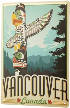 От 2004 г. лидице табела метална плоча декоративна знак Home Decor стикери 30 х 40 см Приключенията Ванкувър Канада тотемный стълб