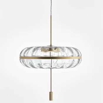 Скандинавски постмодернистский минималистичен воден пулс овални със стъклен капак от меден светлина спални луксозна трапезария и хол полилей
