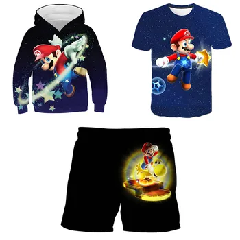 Бебешки Детски Дрехи Set Cartoon Boys Sweatshirt Hoodie+T-shirt+Pants 3 pieces Outfits Suit Children Clothing Boys Costume 4-14Y