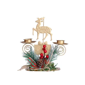 Коледна украса изкован железен свещник луксозен метален орнамент на домашен интериор 2021 Нова година Ноел Керст подарък-коледни стоки