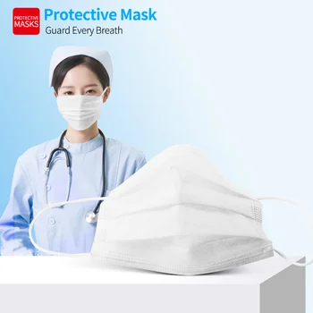 Нови бели еднократна маска за лице Не тъчаха 3 слой Ply филтър маска за лице Маскариллы дишащи ушни мивки дъх в устата маски