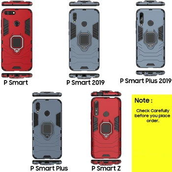 За Huawei P Smart case Z силиконова гумена броня калъф Huawei P smart Plus 2019 телефон делото калъф метален пръст пръстен на притежателя