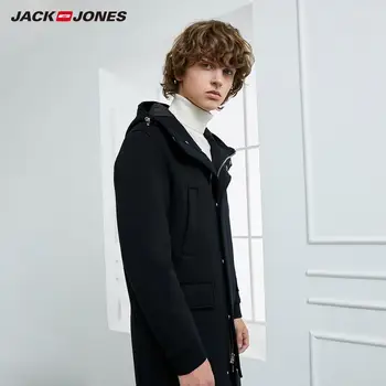 JackJones мъжки средна дължина на чист цвят бизнес ежедневни палто в вате Мъжки дрехи|219409507