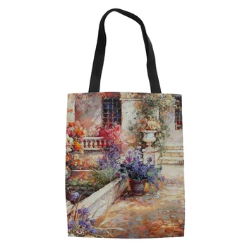 Известният живопис жени платно пазарски чанти по поръчка Мъкна Еко-приятелски раменната чанта универсална чанта Lady Olils чанта Sac a Main