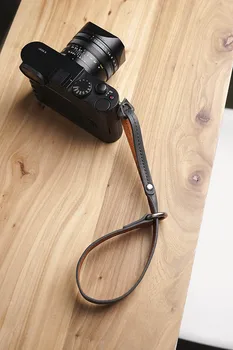 Честен-майстор на ръчно изработени каишка за фотоапарат от естествена кожа, ръчна изработка (двоен цвят двустранно)
