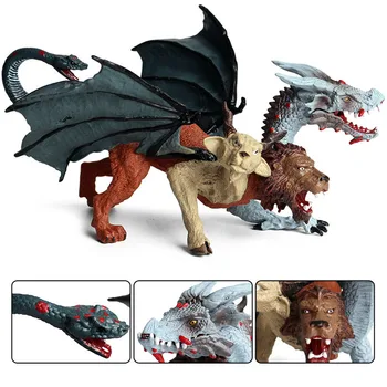 Нова симулация модел на динозавър Warcraft Dragon Химера Beast триглав дракон PVC кукла детска колекция играчки подаръци
