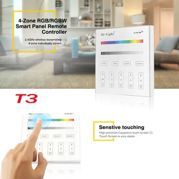 Milight Led Panel Remote Controller 2.4 G wireless 4 Zone RF Dimmable dimmer remote Touch Panel стенен контролер T1 T2 T4