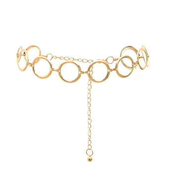 Мода злато голям кръг колан верига за жени луксозен Жокер сплав талията хип верига за партията бижута Джинсовое рокля колан Z30