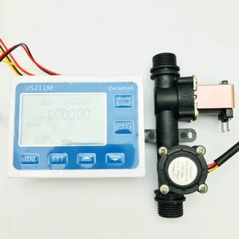 US211M-USN-HS21TX Дозировочная машина количествен контролер разходомер за вода сензор за четец на 1-30л/мин 24V с датчик и соленоидом