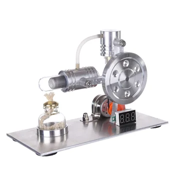 Изработена по поръчка на L-образен модел на двигателя на Стърлинг научен експеримент образователна играчка с измерителем напрежение на цифровия дисплей и крушка - сребърен