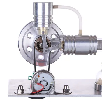Изработена по поръчка на L-образен модел на двигателя на Стърлинг научен експеримент образователна играчка с измерителем напрежение на цифровия дисплей и крушка - сребърен