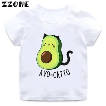 Авокадо вегетариански карикатура печат на тениска Детски дрехи на децата лято Kawai върховете детски момчета момичета смешни тениски, HKP5352