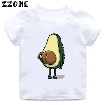 Авокадо вегетариански карикатура печат на тениска Детски дрехи на децата лято Kawai върховете детски момчета момичета смешни тениски, HKP5352