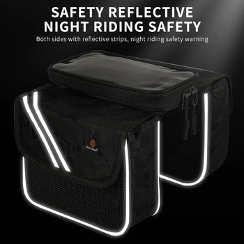 WEST BIKING непромокаемая Велосипедна чанта сензорен екран с 6,5-инчов телефон чанта светоотражающая велосипедна рамка на предната тръба чанти за велосипедни аксесоари