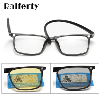 Ralferty 6 In 1 Magnet мъжки слънчеви очила polarized на клипове женски квадратни рецепта оптични рамки за очила 3D Yellow Oculos A2249
