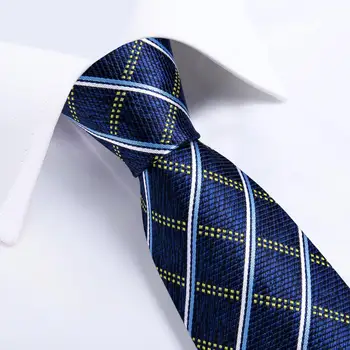 SN-1673 класически каре вратовръзки за мъжете синьо бизнес вратовръзка луксозни копринени тъкани на врата вратовръзка квадратни копчета за ръкавели, определени за формално сватбен костюм