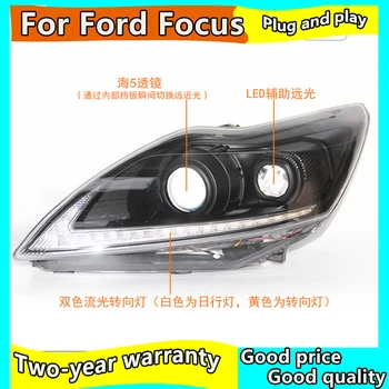 2 елемента led светлини за Ford Focus 2009-2011 фарове xenon HID комплект фарове за мъгла и led дневни светлини динамичен мигач
