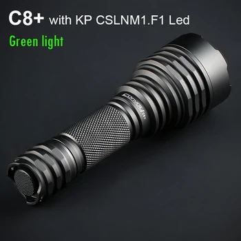 Ескорт фенерче C8 Plus с KP CSLNM1. F1 зелена светлина Linterna Led Lanterna лов EDC Факел 18650 проблясък на светлина работа Latarka