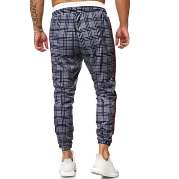 проверени панталони мъжка мода хип хоп пътеки градинска дрехи спортни панталони за мъже зреещи мъжки ежедневни панталони Мъжки проверени панталони