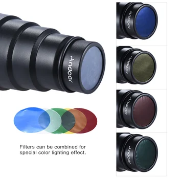 Andoer конусни светкавица Snoot Light Modifier с 50-градусным мобилен цветен филтър за Canon, Nikon Photography On-camera Speedlite