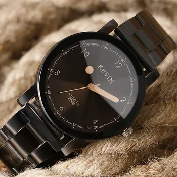 Дамски часовници 2020 Brand Top КЕВИН луксозни Кварцов ръчен часовник Fashion Black Series Men Industrial Full Steel Hour relojes hombre