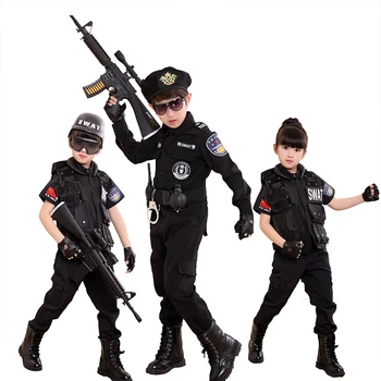 Децата на Хелоуин полицай костюмите на децата партия карнавал полицейска форма 110-160 см момчета армия ченгета cosplay дрехи, комплекти