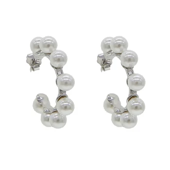 свеж морски перли обеци геометричен кръг, обръч 925 сребро високо качество на обеци за жени