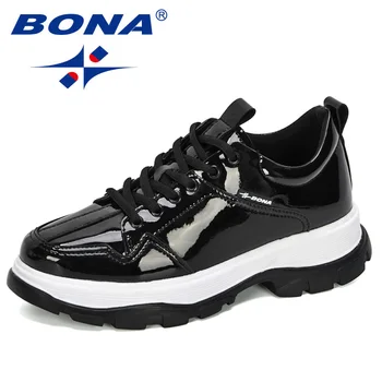 BONA 2020 нови маркови маратонки и ежедневни вулканизированная Обувки дамски чрез шнурове Дама платформа Комфорт плюс размера на модни обувки за почивка