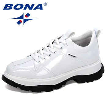 BONA 2020 нови маркови маратонки и ежедневни вулканизированная Обувки дамски чрез шнурове Дама платформа Комфорт плюс размера на модни обувки за почивка