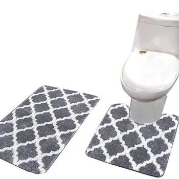 Нов 2 бр./компл. мини тоалетни постелки за баня контур килими комбинираната меки рошава баня с душ мат моющийся тоалетна мат комплект възглавница