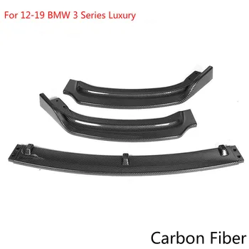 Колата предна броня сплитер Устна спойлер трехсекционный предната устна въглеродни влакна/черен за 12-19 BMW серия 3 Luxury F30 F35 2013-2019