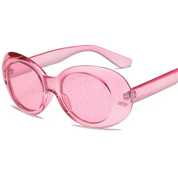 NYWOOH овални слънчеви очила Жени цветни бонбони прозрачни слънчеви очила мъжете пайети червени розови очила Кърт Кобейн очила влияние очила