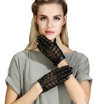 Дамски тапия ръкавици от естествена кожа кратък дизайн модерен дантелени пеперуди ръкавици от естествена кожа, ръкавици без пръсти