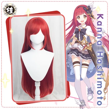 UWOWO игра Princess Connect! Re:Dive Kanna Hashimoto cosplay перука 90 см червени дълга права коса
