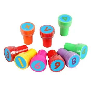 26pcs Kids Cartoon Numbers Stamper Count Печат Toy Children Custom Plastic Rubber Самостоятелно Inking Stampers Toys