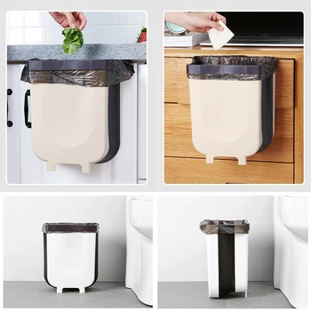 Стенно складное кофа за боклук 9L врата на кухненски шкаф за висящи кошчето за кола кошчето за боклук за съхранение на отпадъци баня с тоалетна