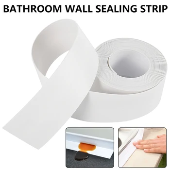 Уплътнение за запечатване на стените на банята полагане на мивки душ Бяла лента мивки ПВК самозалепващи водоустойчива силна стикер стени за кухня баня