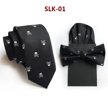 Нов папийонка носна кърпа от три части за мъже хартиена носна кърпичка-пеперуда джобен квадратен череп Corbata сватбен бизнес вратовръзка