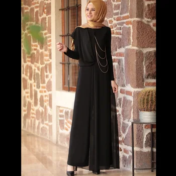 2020 Шифон Жени Тела Партия Мюсюлманска Мода Облекло Четка С Дълъг Ръкав Елегантни Директни Тела