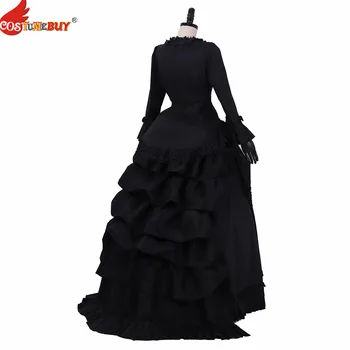 Costumebuy Викторианската суета рокля средновековния Ренесанс черно Викторианската суета рокля от 18-ти век по поръчка