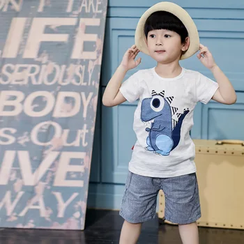 Детски дрехи, комплекти за момче, момче летни дрехи динозавър детски съоръжения тениска + шорти костюми 2 3 4 5 6 7 8 9 години