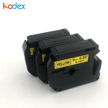 Kodex 3шт M лента 621 съвместим Brother P-touch этикеточная лента 9мм M-K621 черен цвят на жълт за Brother P-Touch Label Maker