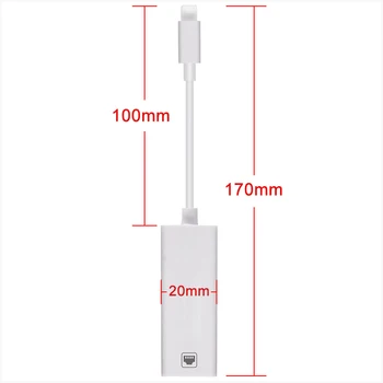 Адаптер кабелна мрежа 100 Mbps за Lightning to RJ45 Ethernet LAN Wired Overseas Compact Travel за iPhone / iPad серия