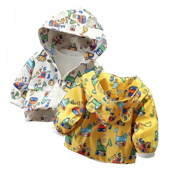 Детски дрехи момчета Модни якета за деца с качулка цип на горно облекло Baby Print палто младенческие водоустойчива качулка за момичета редовно