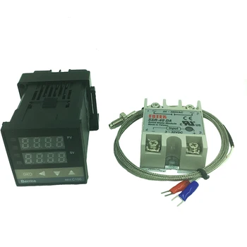 REX-C100 цифров регулатор на температурата термостат SSR изход K тип термодвойка сензор 48 x 48 +SSR 40DA твердотельное реле+сензор