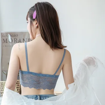 Нови жени дантела Секси Bralette Wrap-Around Underwear with Chest Pad презрамки на сутиен корейски стил бельо Push Up Wireless върховете