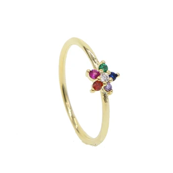 пръст бижута нова елегантността на цветни cz пръстен за жени нежен мода пръстен подарък 2019 златист цвят пръст регулируема